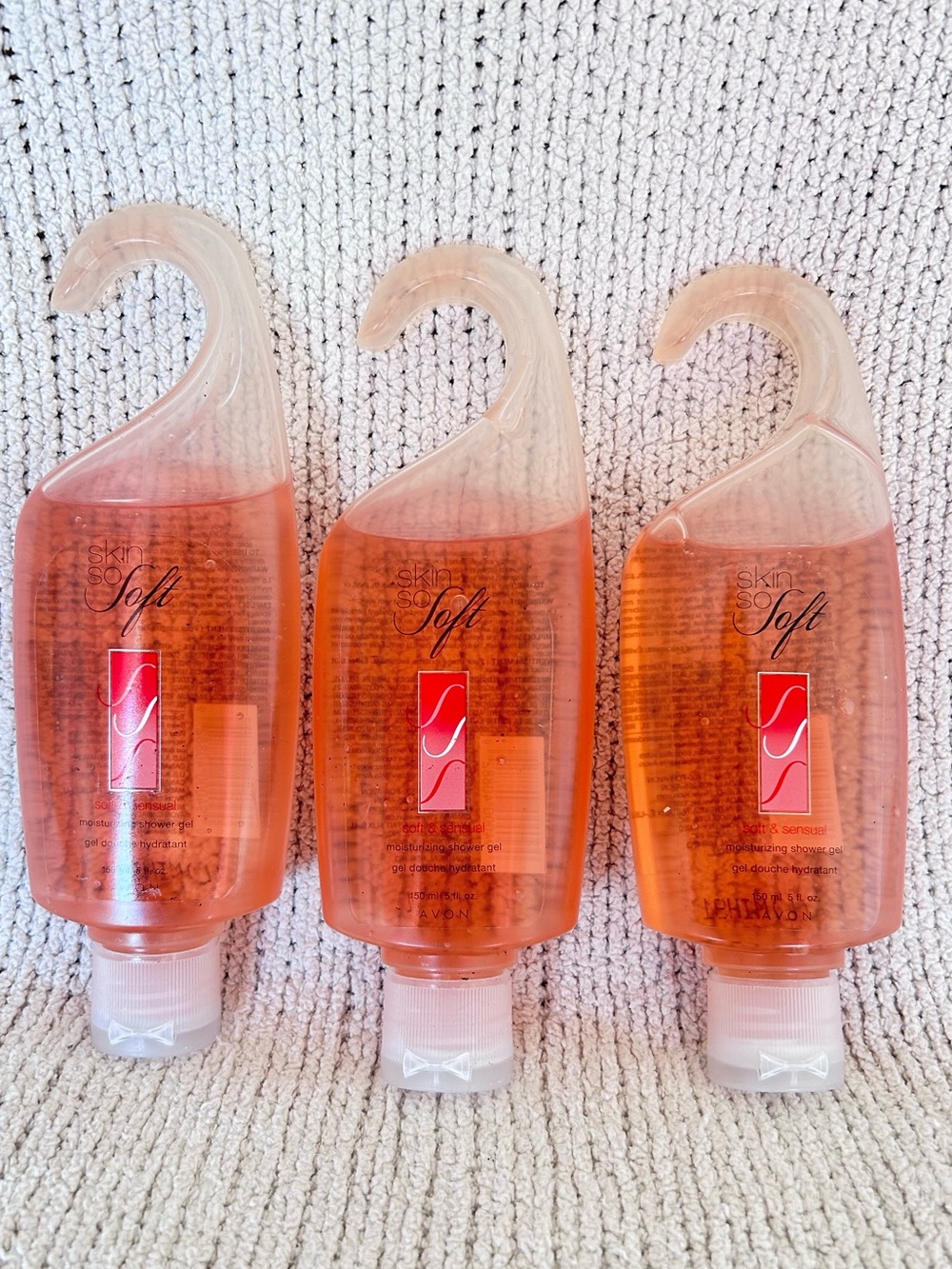 Set of 3 new Avon Skin So Soft Soft & Sensual Peach-Tinted Shower Gel